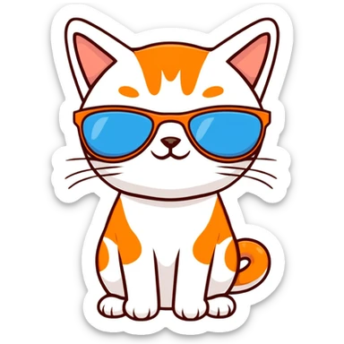 orange Cat with sunglasses sticker