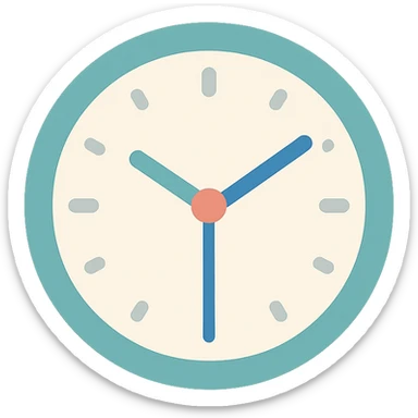 a classic round clock showing time sticker