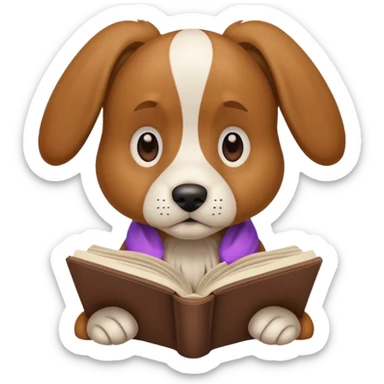 Reading book dog sticker