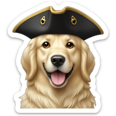 English-cream-golden-retriever pirate-duck-toy sticker