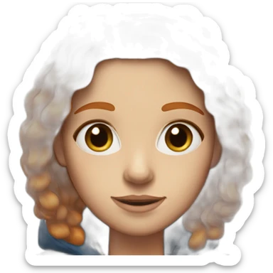 Ginger hair and blue eyes woman with Canadian jacket sticker