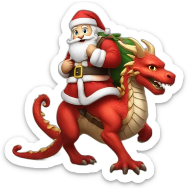 Santa Claus on dragon sticker