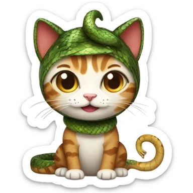 cat in a cute snake costume sticker