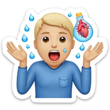GEEEEKED Black Enzyme Emoji screaming WATERRR while holding an endocrine system emoji sticker