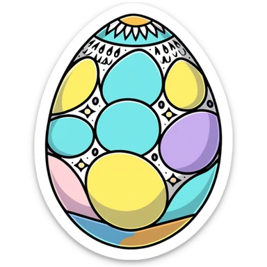 A festive Easter egg with decorative patterns and pastel colors sticker
