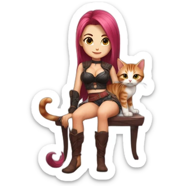 Katarina posing legs and kitten sticker