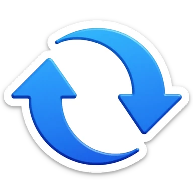 iOS 16 style refresh icon, circular arrows in counterclockwise motion, Apple blue color, minimalistic design sticker