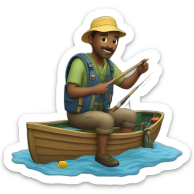 man fishing sticker