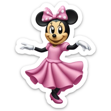 Dancing Minnie Mouse wearing pink with white skin  sticker