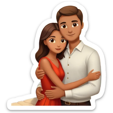 Elegant girl and man hugging together in Montenegro sunset  sticker