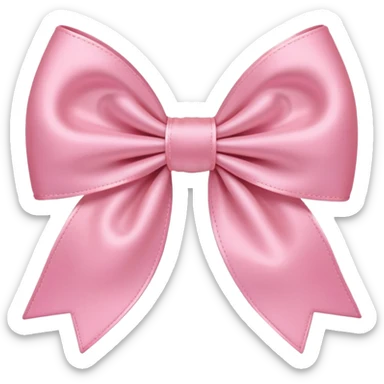 coquette style pink bow, soft, feminine, delicate, romantic, pastel or blush pink, subtle lace or satin texture, emoji size, no text sticker