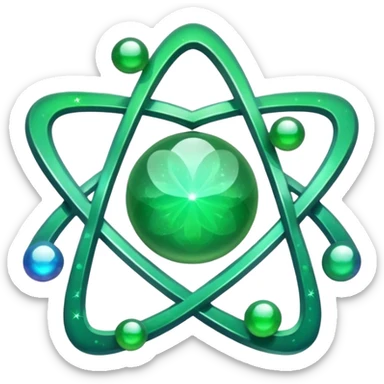 glitter green atomic symbol sticker
