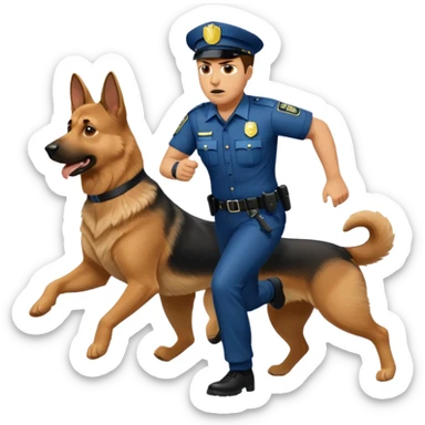 Police with dog is angry and police is running sticker