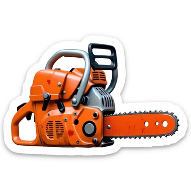 Small chainsaw, horror style, anime emoji, no background sticker