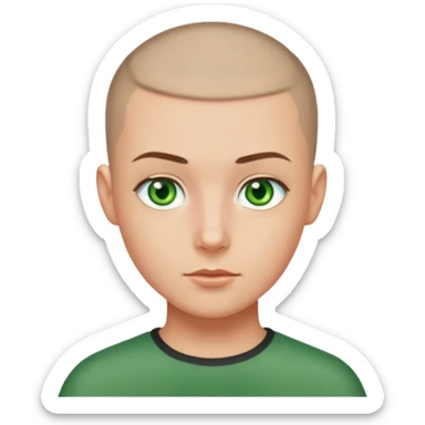 Buzz cut, green eyes sticker