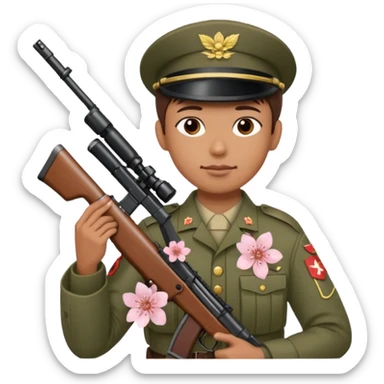 soldier with cherry blossom sticker