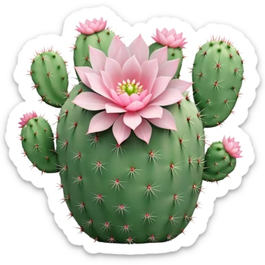 Pastel green cactus with a little pastel pink flower sticker