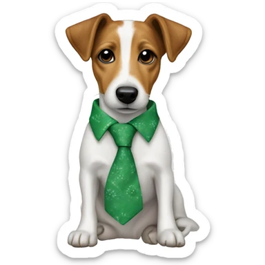 Jack Russell terrier wearing a green tie-dye hoodie sticker