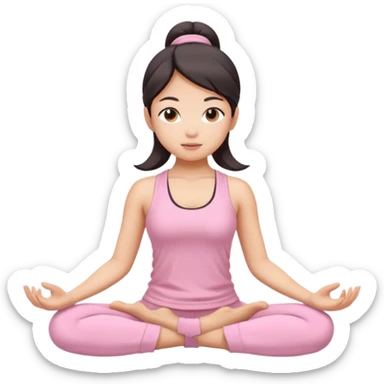asian yoga girl light pink clothes  sticker