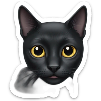 Black cat white empty eyes sticker