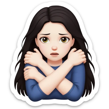 girl with crossed arms strangling herself  sticker