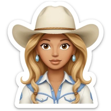 Beyoncé with a white cowgirl hat sticker