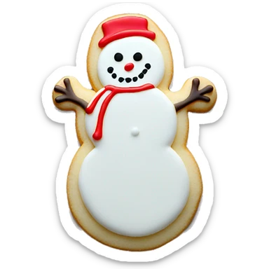 White sugar cookie with a red outline in the middle of a snowman  sticker