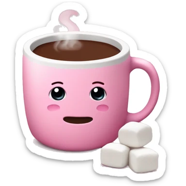 Pink mug with hot chocolate and marshmallows  sticker