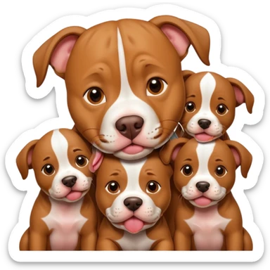 pitbull dog with its puppies sticker