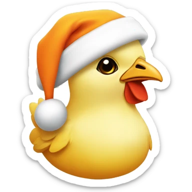 little yellow chicken face, with orange santa hat sticker