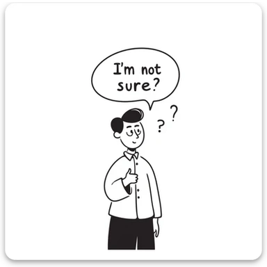 A Chinese man thinking with a speech bubble that says "I'm not sure." sticker