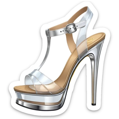 ultra realistic platform clear translucent high heel sandals chrome bottoms sticker