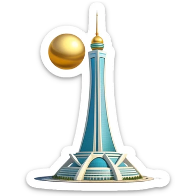 Bayterek Tower, a tall monument with a golden sphere on top, in Astana, Kazakhstan sticker