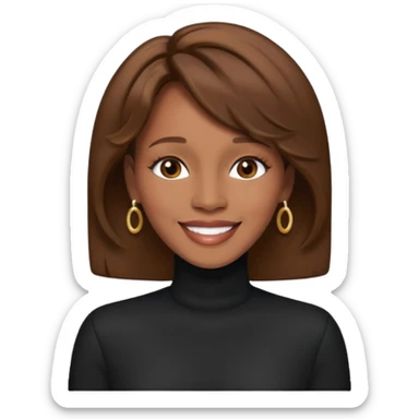 Whitney Houston, brown hair, black outfit sticker