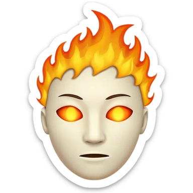 featureless head with fire, no eyes, no mouth, blank face sticker