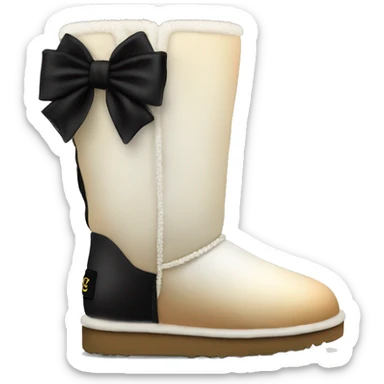 Realistic cream to black ombre ugg boots with black bows. sticker