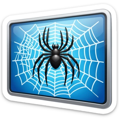 a browser window with code and a spider, web scraping, clear and iconic sticker