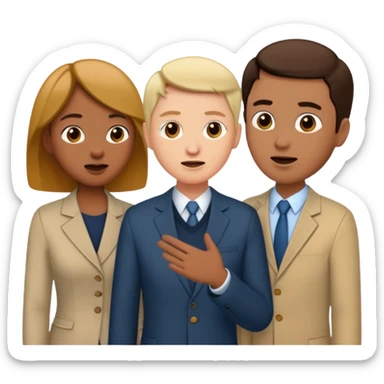 3 personas paradas. conversando debatiendo sticker