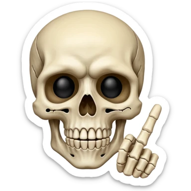 Skeleton head with middle finger up sticker