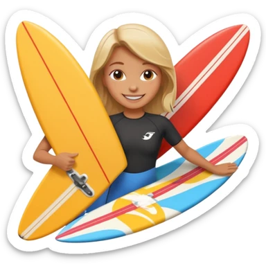 Girl with surfing board  sticker