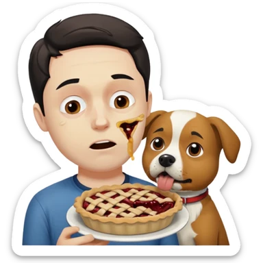 Sad man eats a pie. While i throw his dog at berlin sticker