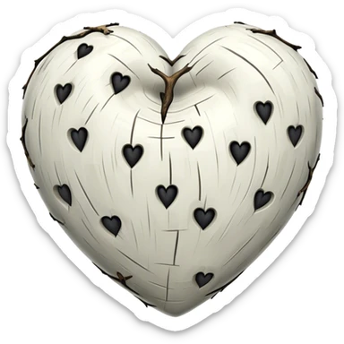 heart made of birch tree, white with black marks sticker