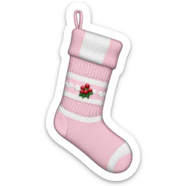 Pale pink knit Christmas stocking  sticker