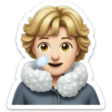 angela merkel snowball fight sticker