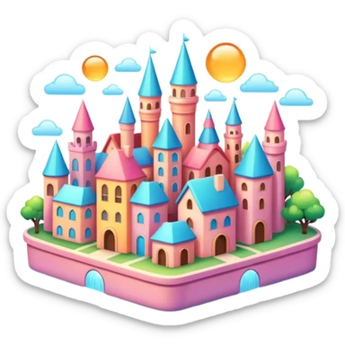 Magical colorful shiny glossy pastel city  sticker