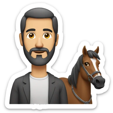 homme age 45 ans marocain avec barbe et chevaux raser sticker