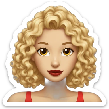 Pretty-curly-blonde-woman-red-lips-with-bengal-cat sticker