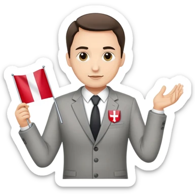 politican holding Polish flag sticker