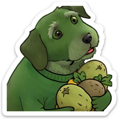 Wire haired pointing griffon dog snuggling potato’s sticker