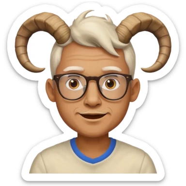 man with goat horn and eyeglasses sticker